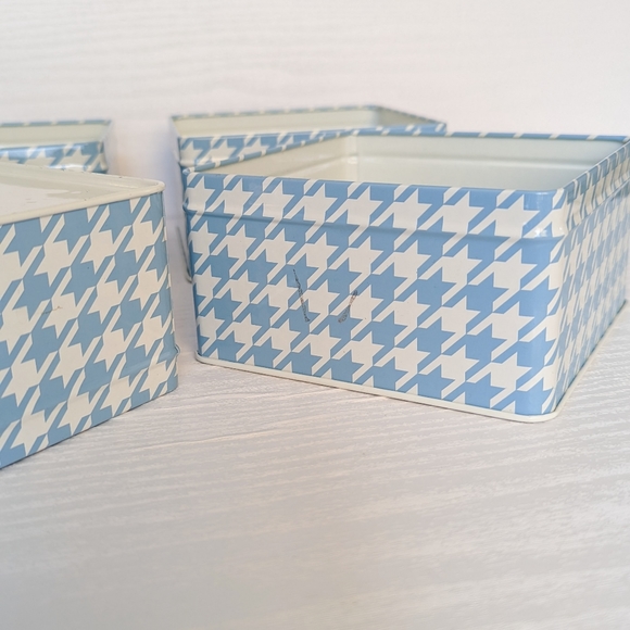 IKEA Tin Storage Boxes, Set of 4 - Blue / White - Picture 5 of 6